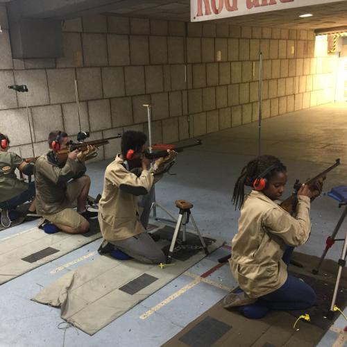 SUNY Plattsburgh Marksmanship club practicing 